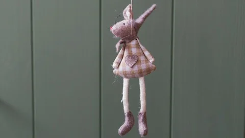 Toy is hanging on a string. Suicide concept Stock Footage 109223684