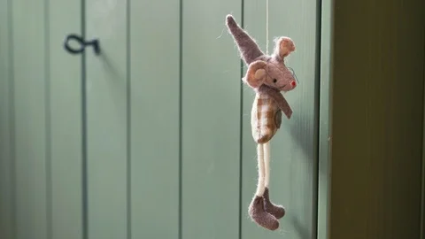 Toy is hanging on a string. Suicide or haunted house concept. Stock Footage 109221750