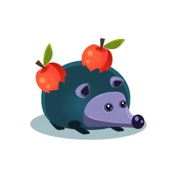 Toy Hedgehog With Apples Stock Illustration