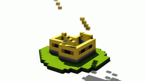 Toy house creating Falling toy blocks 3d animation Rotating Stock-Footage 57321801