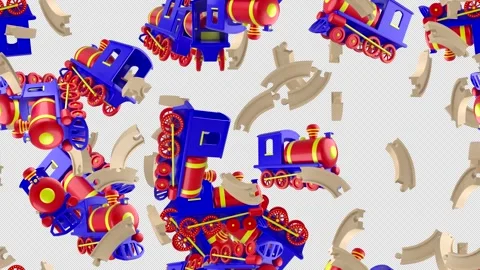Toy locomotive train loop tile swirl with alpha channel. This is a looping and Stock Footage 302890712