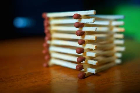 Toy log matches framework background Stock Photos