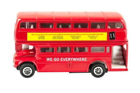 Toy model of red double decker bus Stock Photos