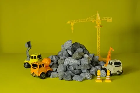 Toy models simulation, construction industry, and real estate development. Stock Photos