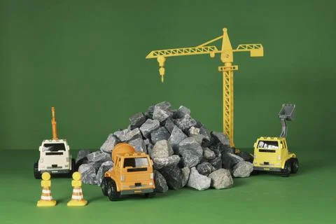 Toy models simulation, construction industry, and real estate development. Stock Photos
