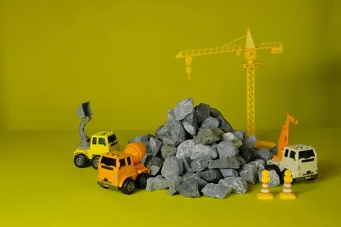 Toy models simulation, construction industry, and real estate development. Stock Photos