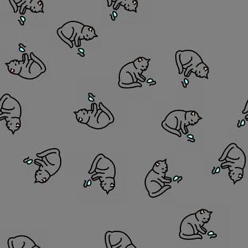 Toy mouse cat breeding vector seamless pattern Illustrazione stock