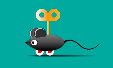 Toy mouse on wheels with a key イラスト素材