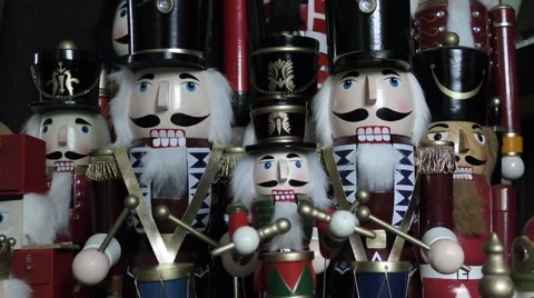 Toy nutcracker drummmer soldier moving Christmas Stock Footage 59033690
