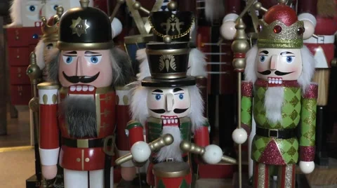 Toy nutcracker soldier drummer christmas decoration Stock Footage 60008185