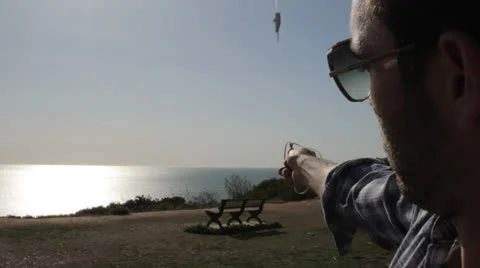 Toy plane launch to sea Stock Footage 22514848