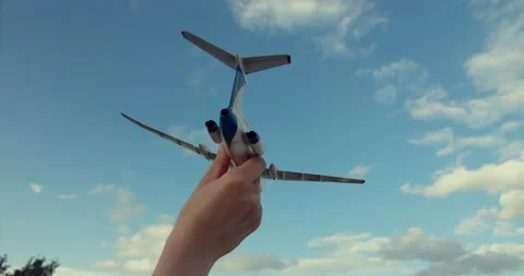 The toy plane soars in the sky Stock Footage 154799726