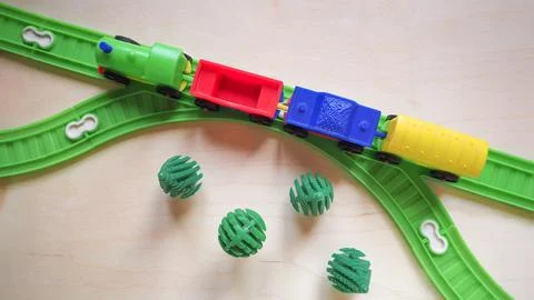 Toy plastic train flat view Stock Photos