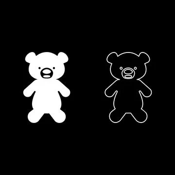 Toy plush bear cute doll set icon white color vector illustration image sol.. Stockillustratie