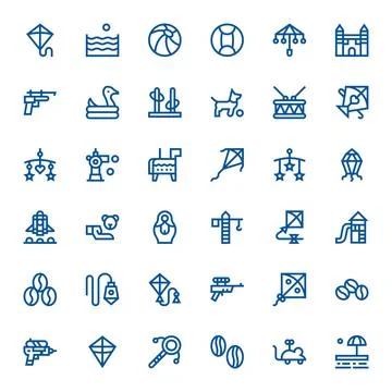 Toy Professional Vector Set with 36 Bold Line PIXEL Perfect Retina Ready Icon Stock Illustration