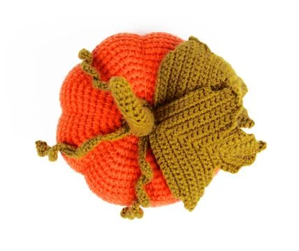 Toy pumpkin on white background, isolate, top view Stock Photos