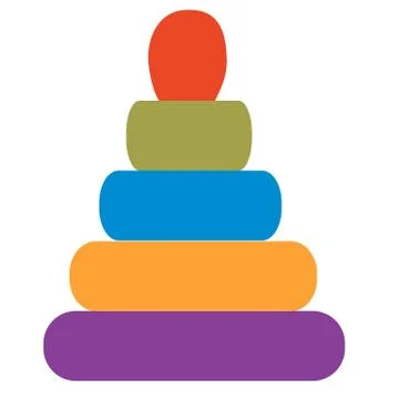 Toy pyramid, flat, isolated object on a white background, vector illustration Stock Illustration