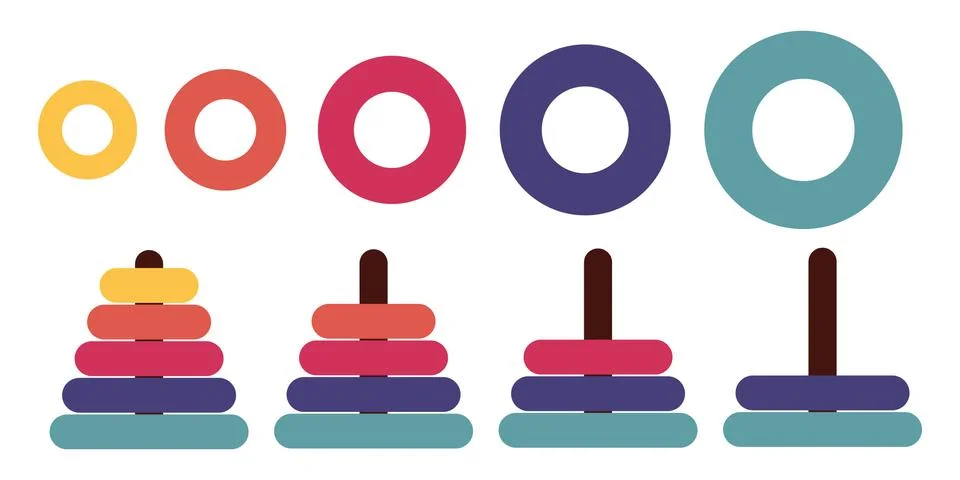 Toy pyramid on white background. Elements for Childrens Day. Stock Vector Illustrazione stock