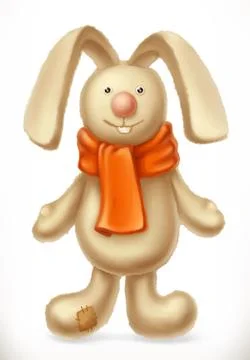 Toy rabbit, 3d vector icon Stock Illustration