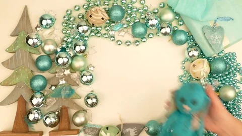 Toy rabbit in christmas composition 스톡 동영상 81006380