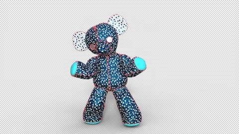 Toy rag doll bear dancing, animation, transparent background 스톡 동영상 144864969