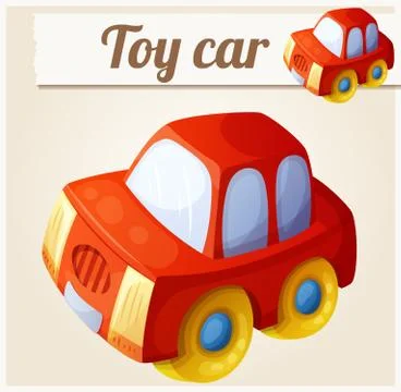 Toy red car. Cartoon vector illustration Illustrazione stock