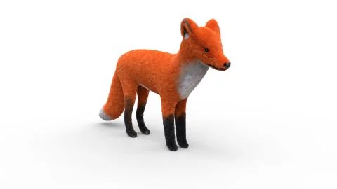 Toy red fox on white isolated 3d illustration Stock Illustration