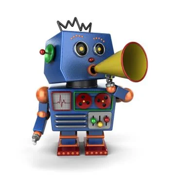 Toy robot with bullhorn Ilustração Stock