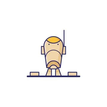 Toy robot icon in thin outline style. Vector illustrations Illustrazione stock