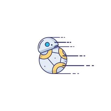 Toy robot icon in thin outline style. Vector illustrations. Stock Illustration