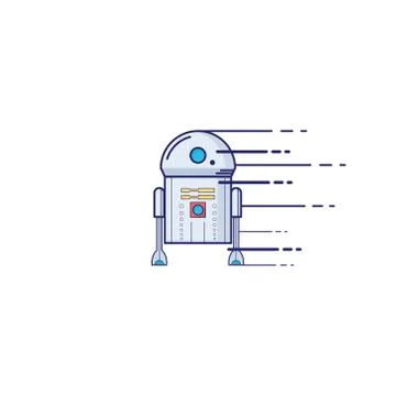 Toy robot icon in thin outline style. Vector illustrations. Stock Illustration