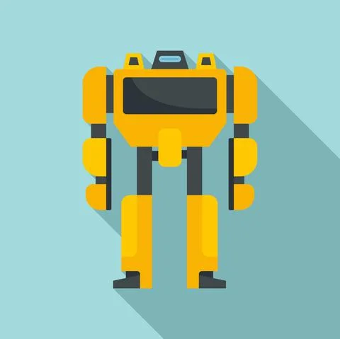 Toy robot transformer icon, flat style Stock Illustration