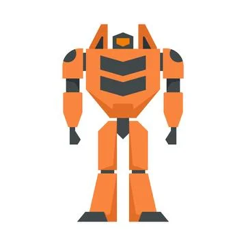 Toy robot transformer icon flat isolated Stock Illustration
