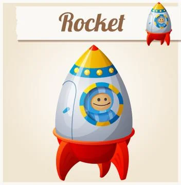 Toy rocket. Cartoon vector illustration. Series of childrens toys Stock Illustration
