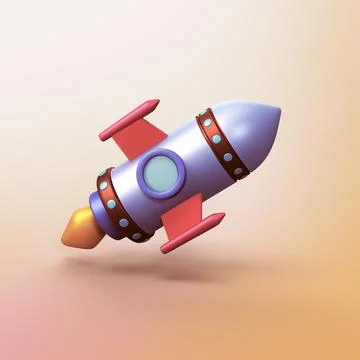 Toy rocket - stylized 3d CGI icon object Stock Illustration