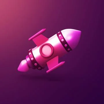 Toy rocket - stylized 3d CGI icon object, Not gen Ai Stock Illustration