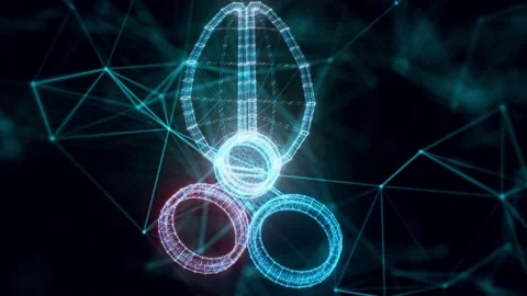 Toy Scissors hologram Close up Stock Footage 154843699