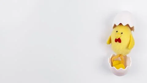 Toy small chicken egg shell table Stock Photos