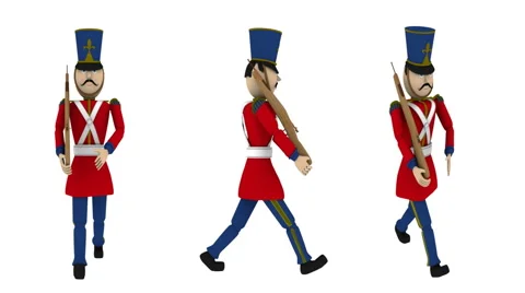 Toy Soldier Marching with Alpha (HD) Stock Footage