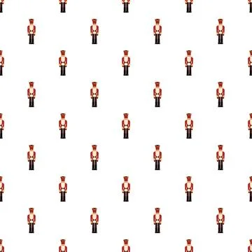 Toy soldier nutcracker holiday pattern on white background 스톡 일러스트