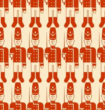 Toy soldier pattern seamless. Guardsman plaything background. Vector illustra Illustrazione stock