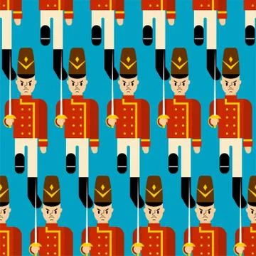 Toy soldier pattern seamless. Guardsman plaything background. Vector illustra Illustrazione stock