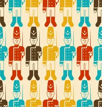 Toy soldier pattern seamless. Guardsman plaything background. Vector illustra Illustrazione stock