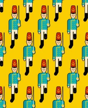 Toy soldier pattern seamless. Guardsman plaything background. Vector illustra Stock Illustration