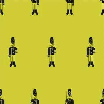 Toy soldier pattern seamless. Guardsman plaything background. Vector illustra Stock Illustration