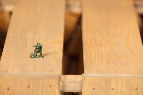 Toy soldier on the table Stock Photos