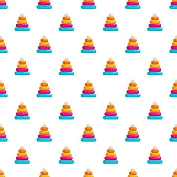 Toy stacking rings seamless pattern on white background 스톡 일러스트