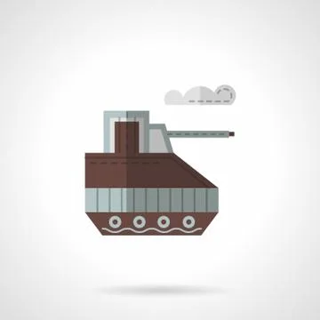 Toy tank flat color vector icon Stock Illustration