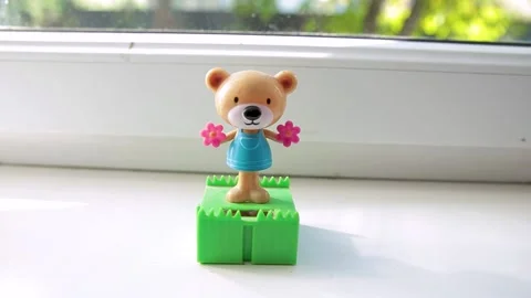 Toy, teddy bear on solar batteries Stock Footage 186530370