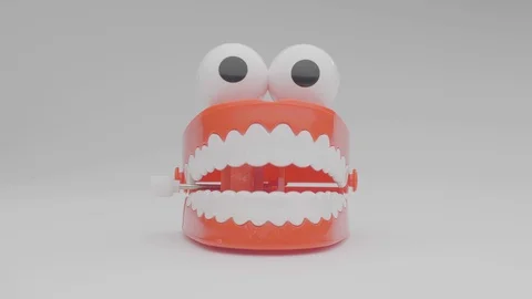 Toy teeth. Moving funny tooth model toy. Vídeo Stock 128583916